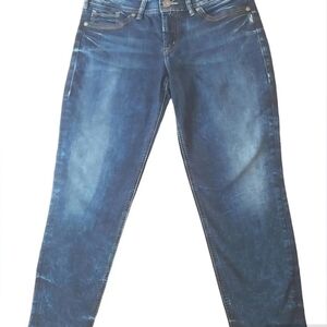 Silver Jeans Suki Jeans Skinny Cropped Stretch Dark Blue Denim Woman Sz 32 X 25